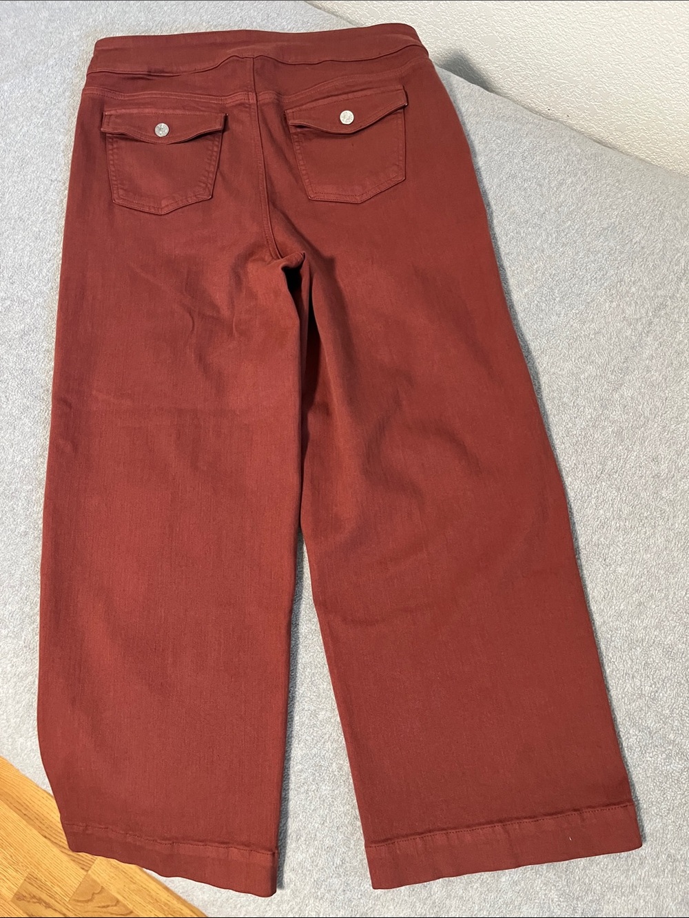 Chicos Wide Leg Ankle Pants 10 Sailor Nautical High Rise Brown Button Pullup - Picture 6 of 10
